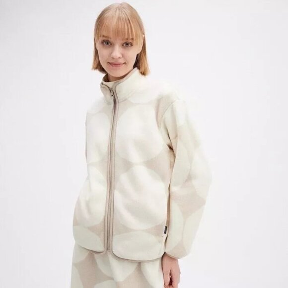 UNIQLO x Marimekko Fleece Full Zip Jacket in Cream and White (Japan L, US M) - Picture 2 of 10